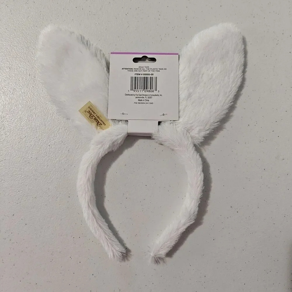 New DanDee Easter Bunny Ears Headband 8 Lot White Blue Plush Gingham Plaid NWT